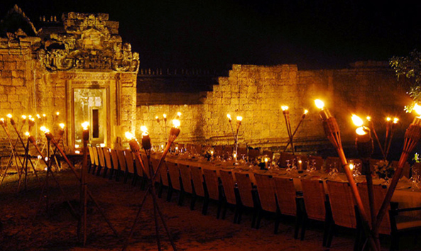 Private dinner at a temple in Angkor