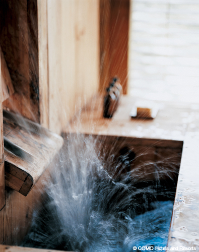 Hot stone bath in Bhutan