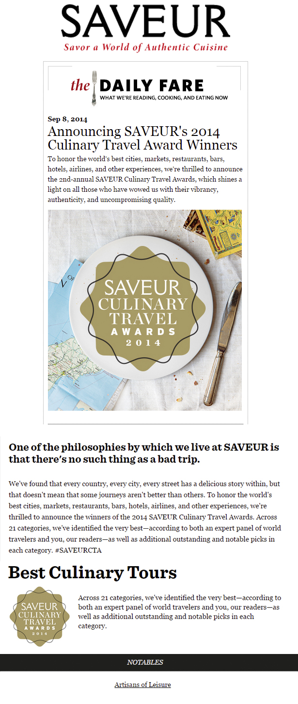 Saveur culinary travel awards