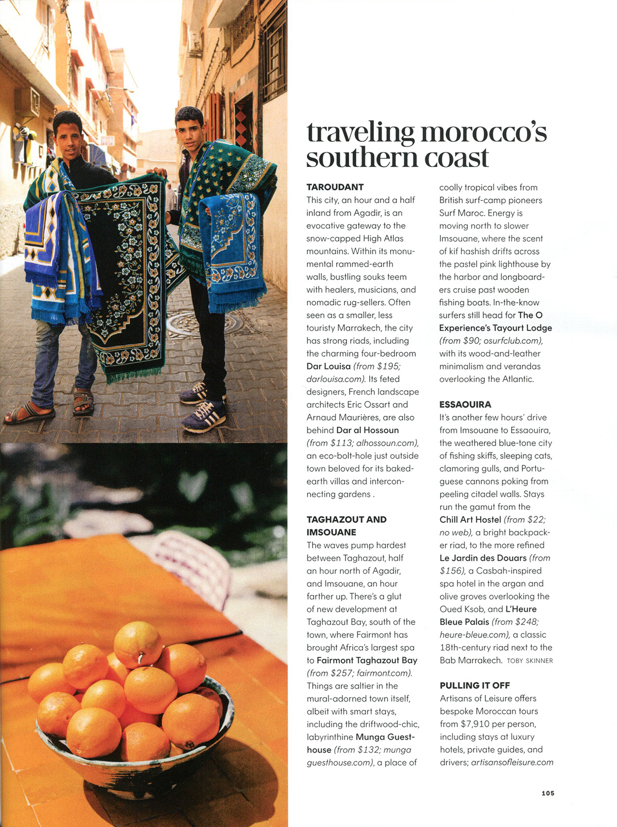 Conde Nast Traveler Artisans of Leisure customized Morocco tours