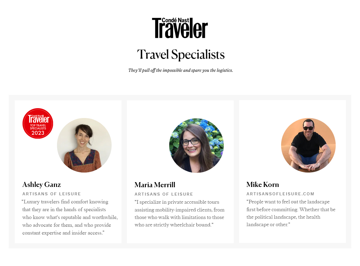 Conde Nast Traveler Top Travel Specialists 2023