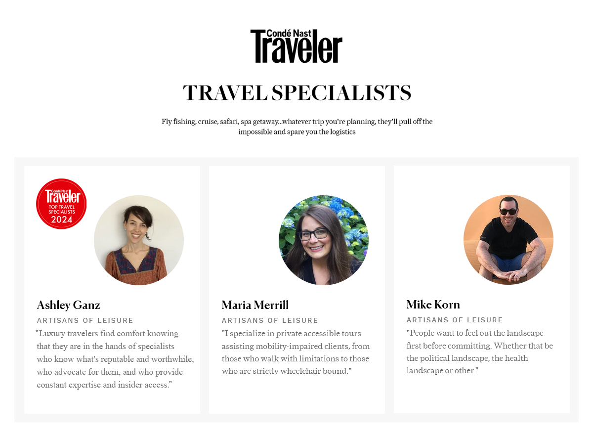 Conde Nast Traveler Top Travel Specialists 2024