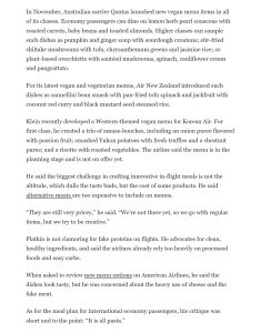 Washington Post: In-flight vegetarian meals, April 2024