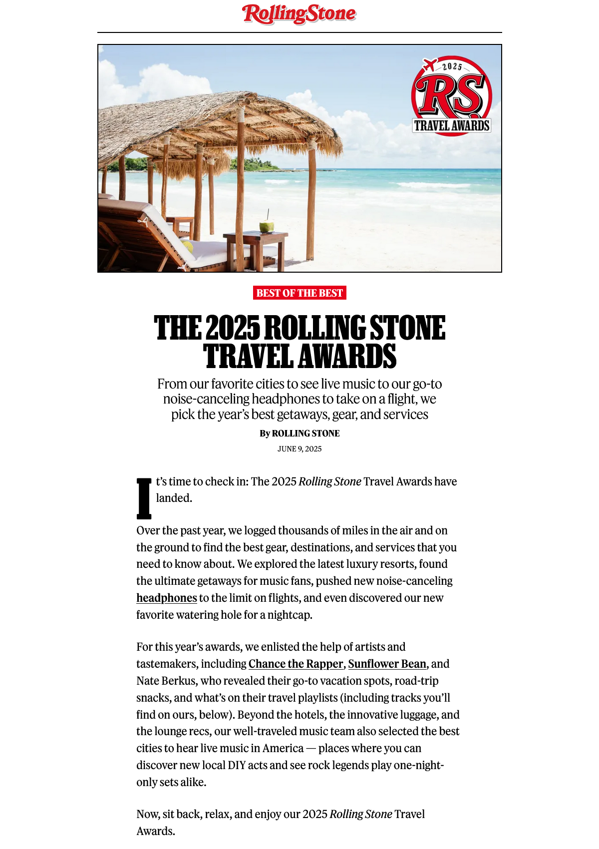 Rolling Stone Travel Awards 2025: Best Tour Operator - Artisans of Leisure